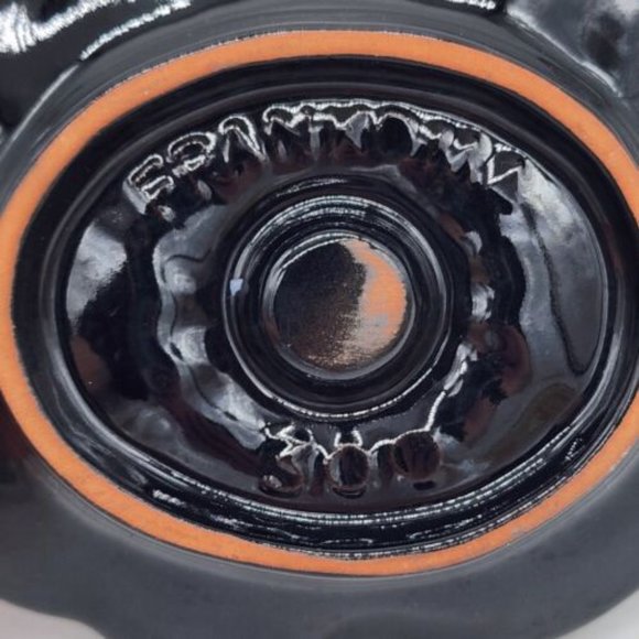 Vintage Frankoma Pottery 300 Dogwood Taper Candle Holder Black - Picture 4 of 4